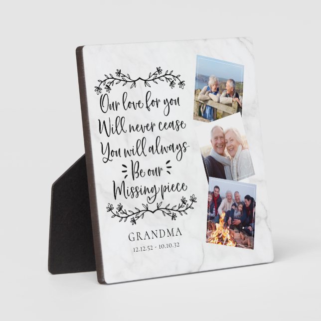 Plaque Photo Marble Family Memorial Trois garde-photos (Recto)