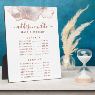 Plaque Photo Marbre blanc Chic Agate Rose Gold Prix Menu