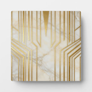 Plaque Photo Marbre Blanc Luxueux Motif Géométrique Or