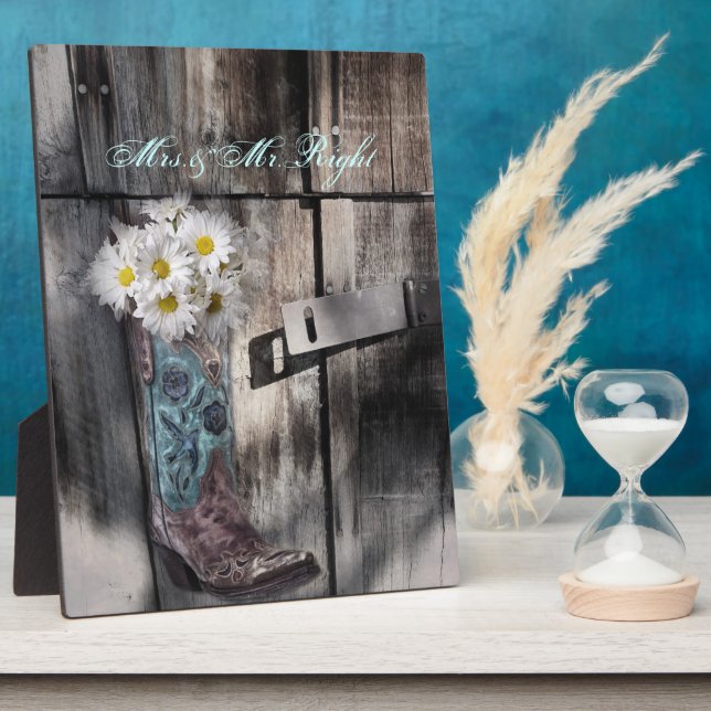 Plaque Photo marguerite rustique pays occidental cowboy mariage (Côté)