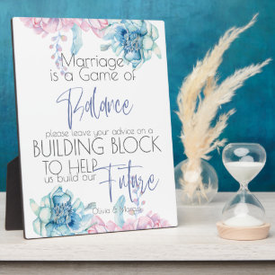 Plaque Photo Mariage   Ciel Bleu et Bubblegum Pink Peonies