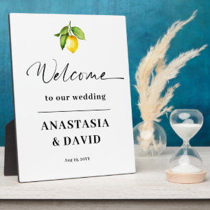 Plaque Photo Mariage Citron Bienvenue 