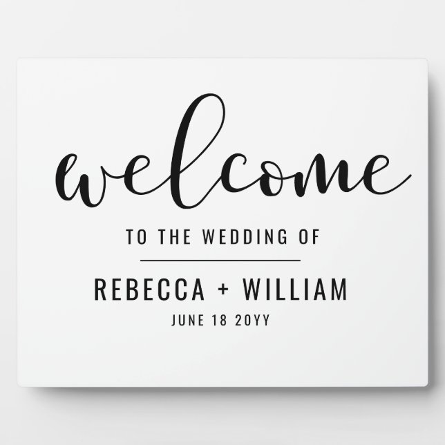 Plaque Photo Mariage de bienvenue du script de calligraphie sim (Devant)