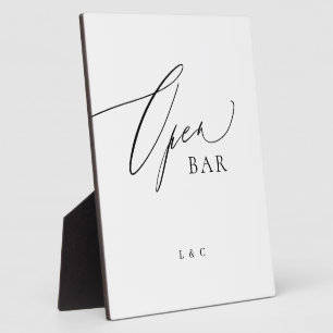 Plaque Photo Mariage de calligraphie noir blanc OUVERT Panneau