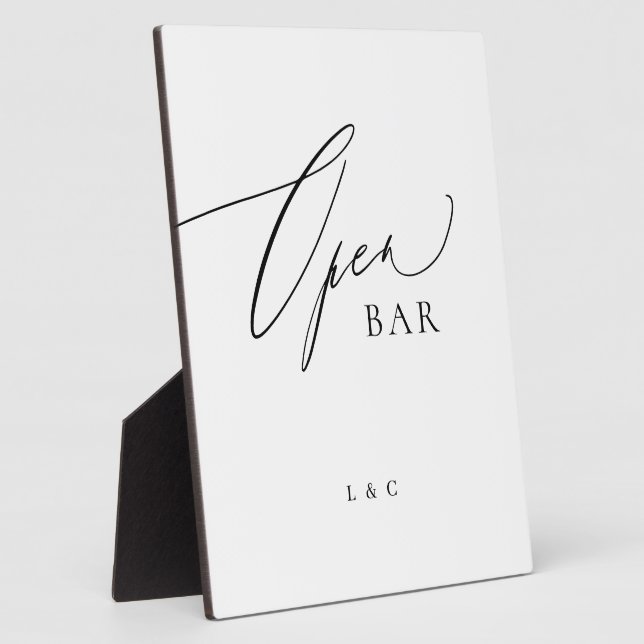 Plaque Photo Mariage de calligraphie noir blanc OUVERT Panneau (Côté)