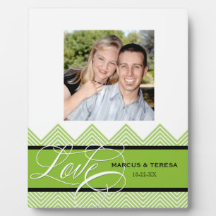 Plaque Photo Mariage Engagé Chic Chevron Moderne Personnalisé