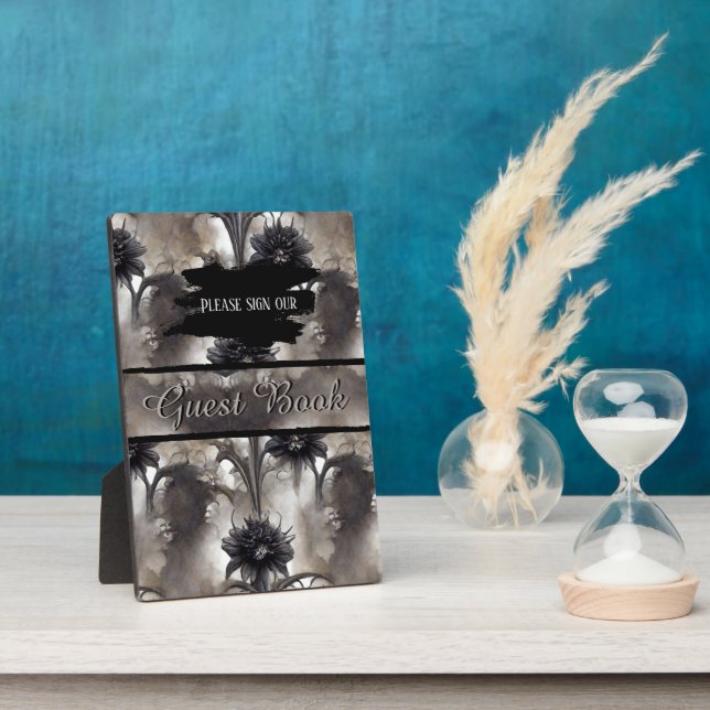 Plaque Photo Mariage floral noir gothique Haut (Côté)