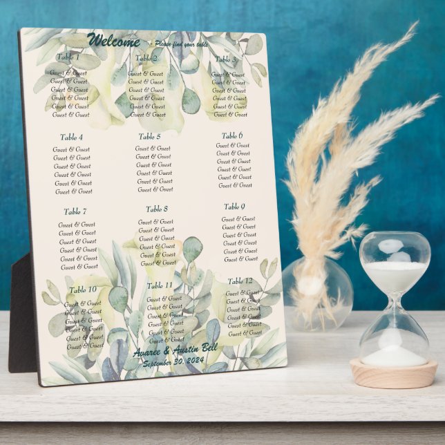 Plaque Photo Mariage Floral Seal Chart Floral (Côté)
