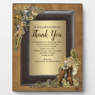 Plaque Photo Mariage Gothique-Or À La Steampunk Sur Suede