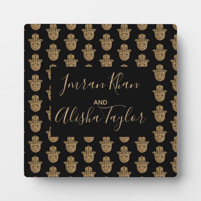 Plaque Photo Mariage indien Gold hamsa Henna Affiche de bienven (Devant)