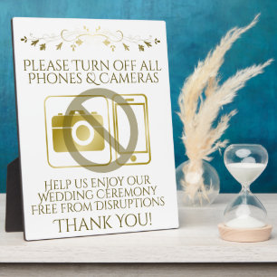 Plaque Photo Mariage Or Pas de téléphone ni de caméra