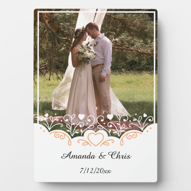 Plaque Photo Mariage personnalisé Photo nom et date de sauvegar (Devant)