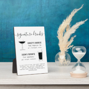 Plaque Photo Mariage Signature Boire Cocktail avec lunettes rét