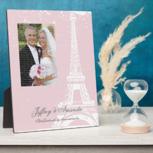 Plaque photo Mariage Tour Eiffel rose