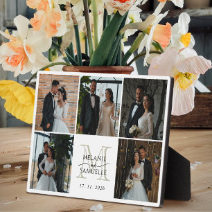 Plaque Photo Mariée et marié de mariage Photo Collage Monogramm