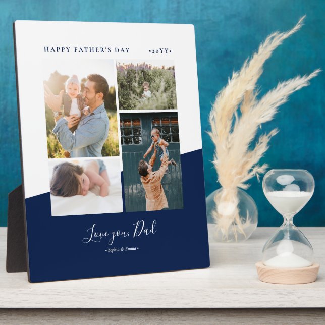 Plaque Photo Marine Modern Fête des pères cadeau Photo Collage  (Côté)
