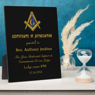 Plaque Photo Mason Master Freemason Lodge Mason