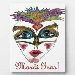 Plaque Photo Masque de plumes de Parties scintillant Mardi Gras