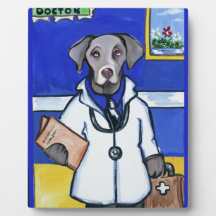 PLAQUE PHOTO MÉDECIN WEIMARANER