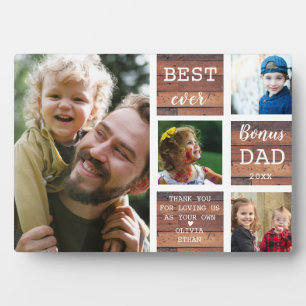 Plaque Photo Meilleur Bonus Papa Fête des pères Bois 4 Photo Co