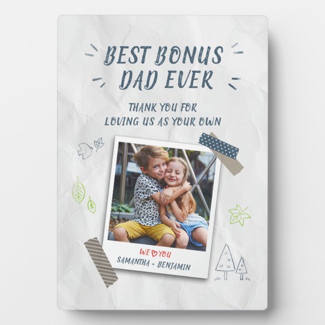 Plaque Photo Meilleur Bonus Papa Jamais Photo Fête des pères Ga (Devant)
