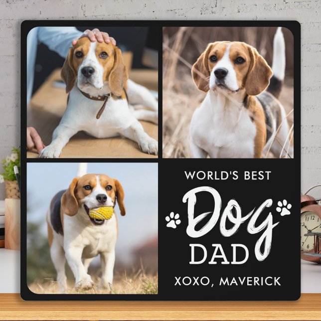 Plaque Photo Meilleur chien DAD personnalisé 3 photo Collage (Créateur téléchargé)