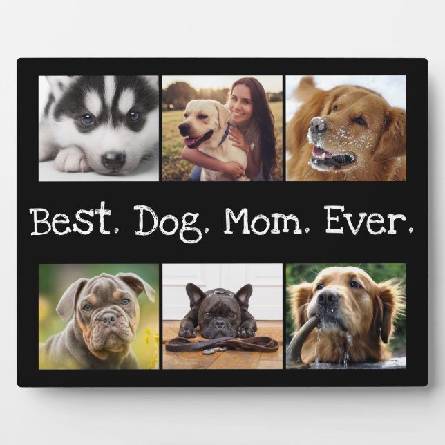 Plaque Photo Meilleur Chien Maman Ever 6 Photo Collage Fun Blac (Devant)