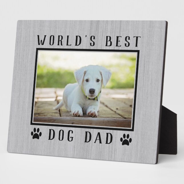 Plaque Photo Meilleur chien papa Empreintes de pattes du monde  (Côté)