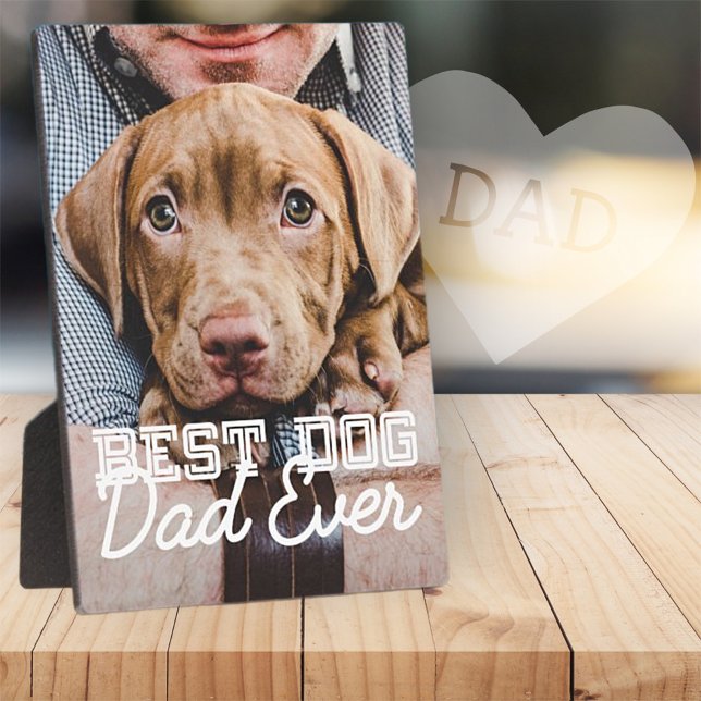 Plaque Photo Meilleur Chien Papa Jamais Moderne Personnalisé An (Créateur téléchargé)