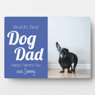 Plaque Photo Meilleur Chien papa photo bleue