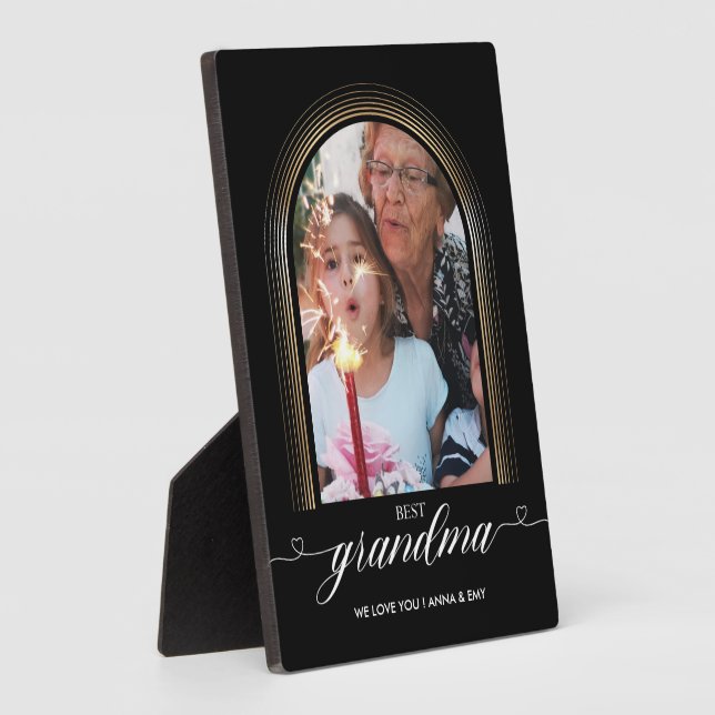 Plaque Photo Meilleur GRANDMA Coeur Script Elegant Gold Frame P (Côté)