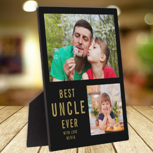 Plaque Photo Meilleur Oncle Ever 2 Photo Collage Noir Et Or