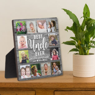 Plaque Photo Meilleur Oncle Jamais Grey Wood 12 Photo Collage
