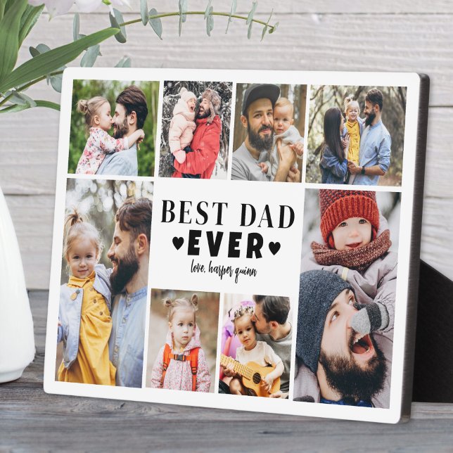Plaque Photo Meilleur Papa Collage de Photos (Best Dad Photo Collage plaque)