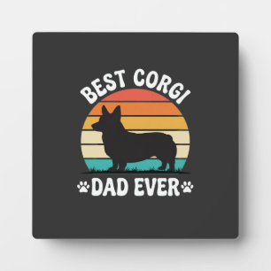 Plaque Photo Meilleur Papa Corgi Rétro Chien
