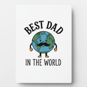 Plaque Photo Meilleur Papa du Monde Earth Moustache Shirt Desig