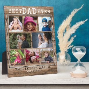 Plaque Photo Meilleur papa Ever 8 Famille Photo Collage Bois ru