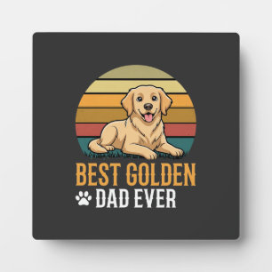Plaque Photo Meilleur Papa Golden Retriever Rétro Chien