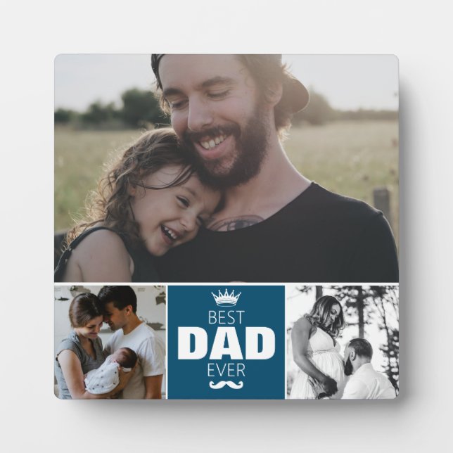 Plaque Photo Meilleur papa jamais Couronne Bonne Fête des pères (Devant)
