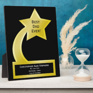 Plaque Photo Meilleur Papa Jamais Custom Award Plaque, Gold Sta