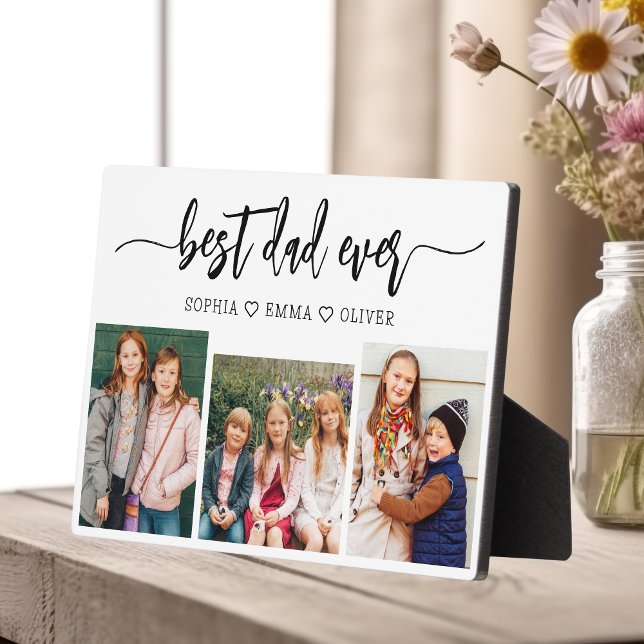 Plaque Photo Meilleur papa jamais - Fête des pères photo Collag (Créateur téléchargé)
