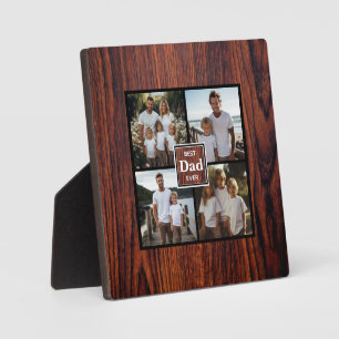 Plaque Photo Meilleur papa jamais modèle photo en bois foncé