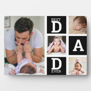 Plaque Photo Meilleur papa jamais noir 4 photo Collage