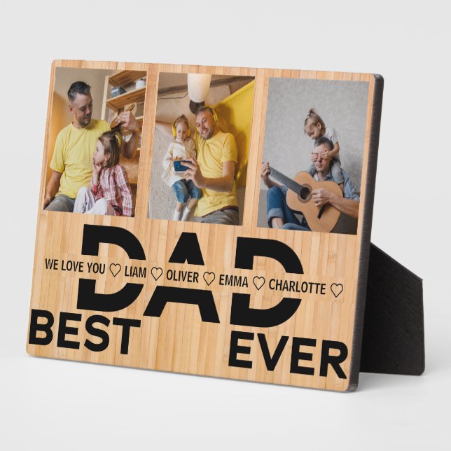 Plaque Photo Meilleur papa Jamais Personnalisé Famille 3 Photo  (Côté)
