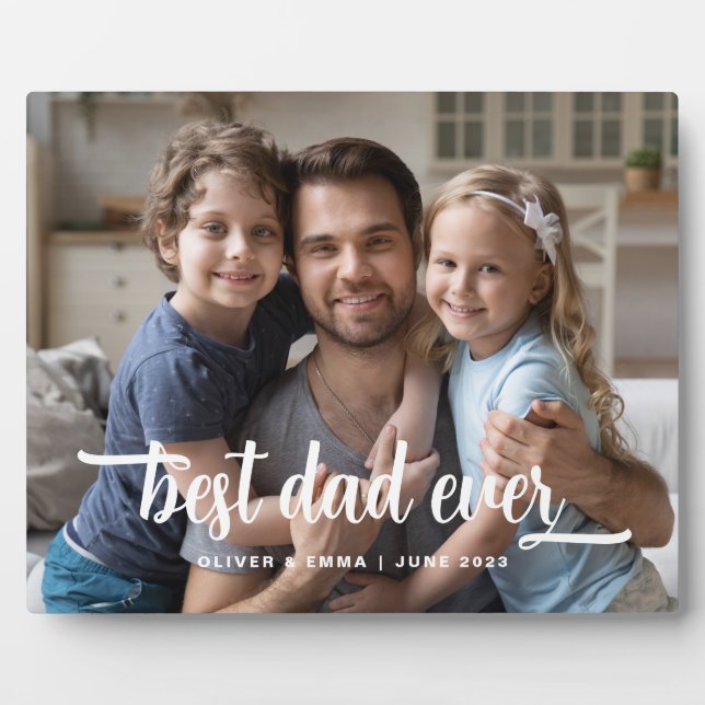 Plaque Photo Meilleur papa jamais photo (Devant)