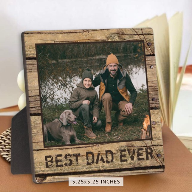 Plaque Photo Meilleur papa Jamais Russe Photo Bois (Créateur téléchargé)