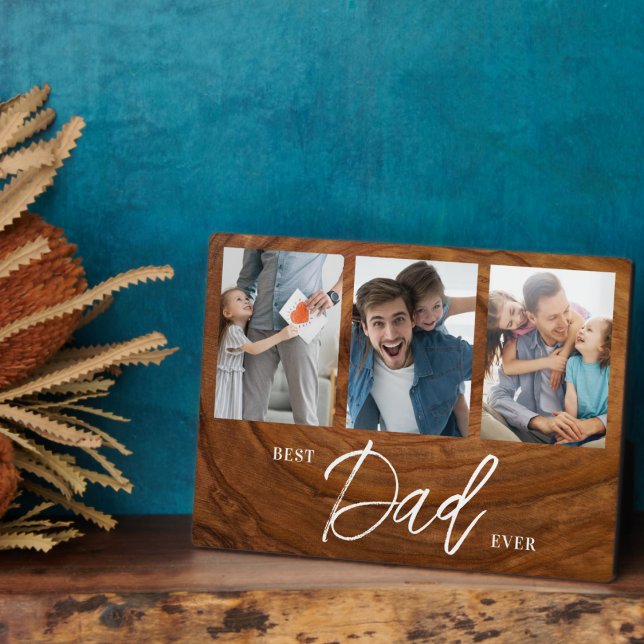 Plaque Photo Meilleur papa Jamais Woodgrain Fête des pères coll (Créateur téléchargé)