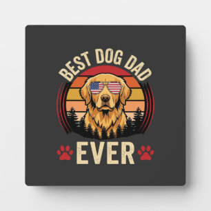 Plaque Photo Meilleur papa pour chien Retro Golden Retriever