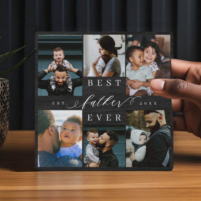 Plaque Photo Meilleur Père Jamais Fête des pères Cadeau Photo W (Best Father Ever Father's Day Gift Photo Woodgrain Plaque)