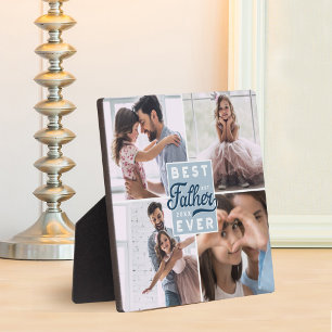 Plaque Photo Meilleur Père Jamais Personnalisé Quatre Photo Fam